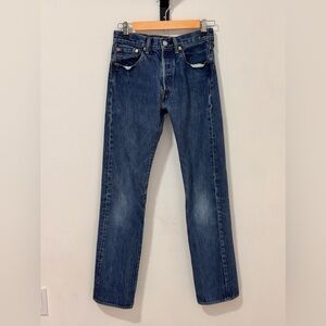 Levi's 501 Straight Leg Jeans in Dark Blue Denim